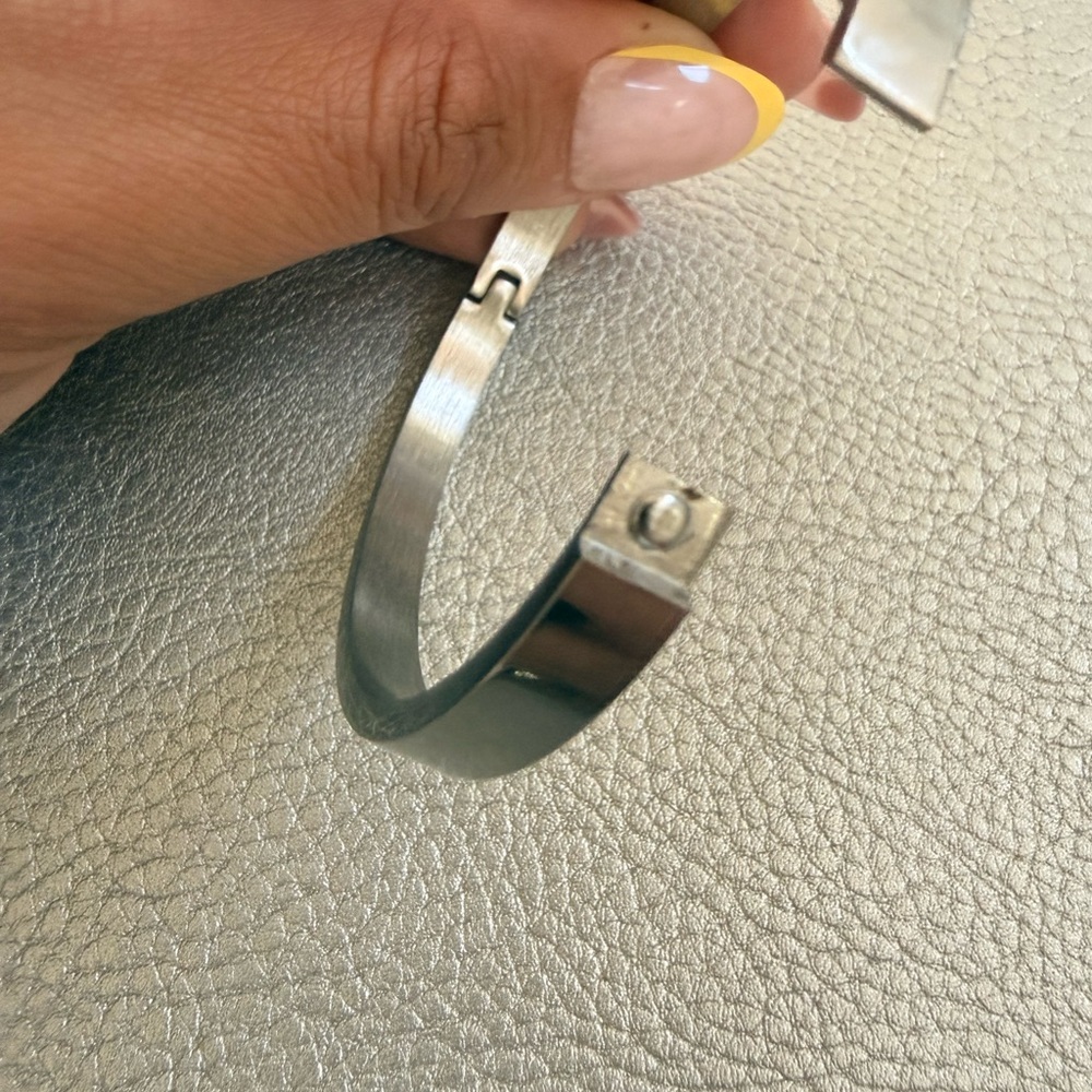 Silver Crystal Accent Hinged Bangle Bracelets - image 3